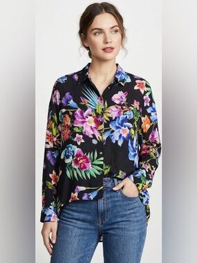 Johnny Was Aruba Maeve Floral Print Shirt medium